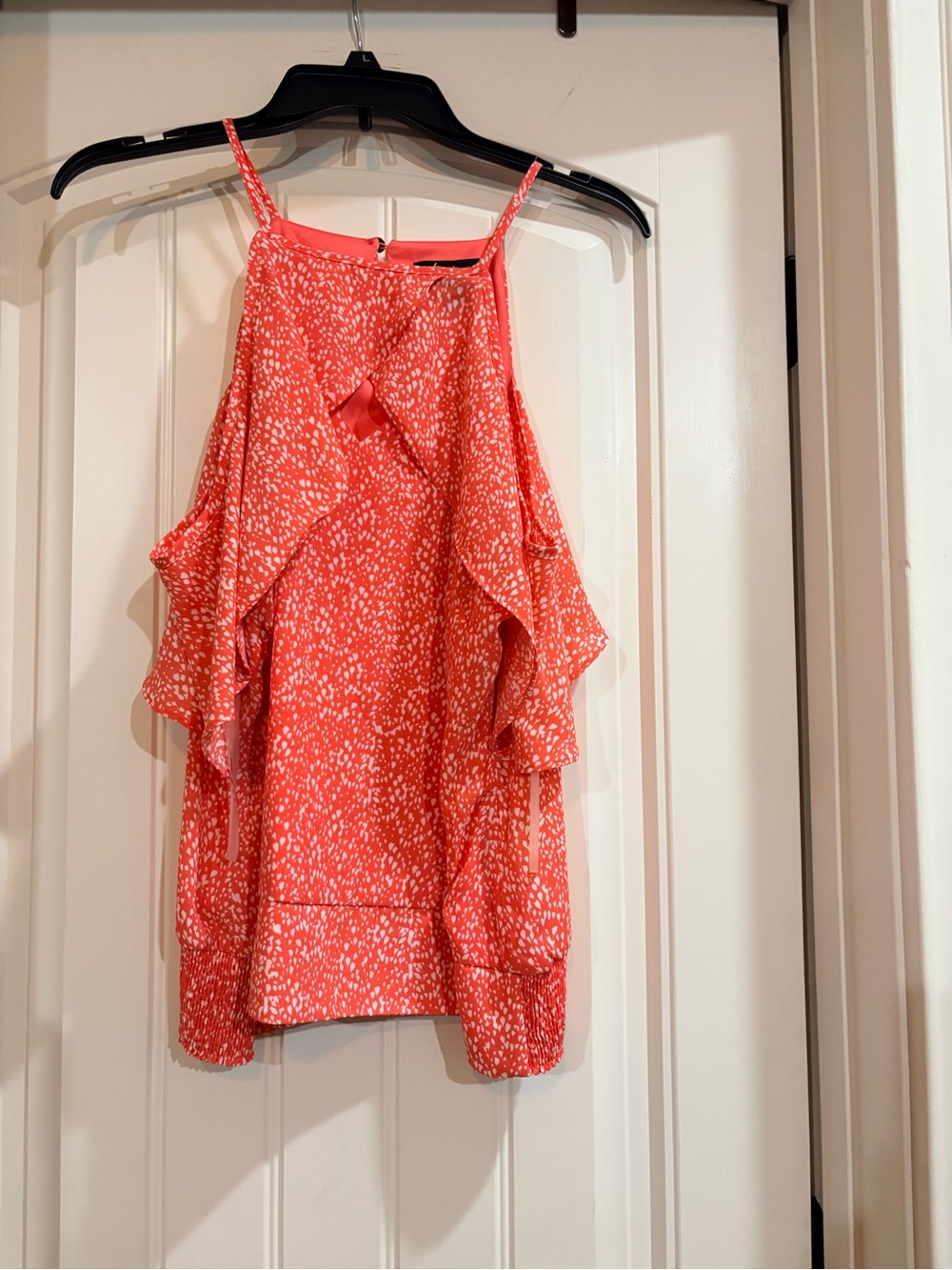 Thalia Sodi Coral Printed Ruffle Halter Blouse